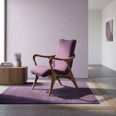 Design Sitzmöbel Lila Sessel Couch Sitz Wohnzimmer Holz Modern Polster Textil