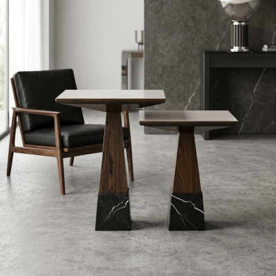 Wohnzimmer Tische Set 2x Beisteltisch Design Kaffeetisch Holz Einrichtung
