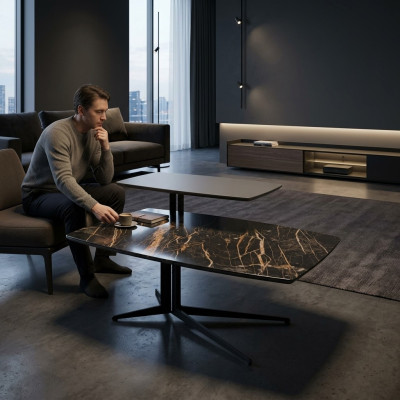 Schwarz Möbel Wohnzimmer Komplett Couchtisch mit Beisteltisch Luxus
