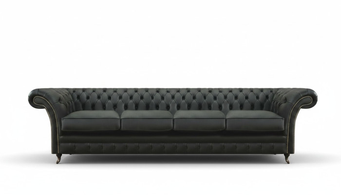Wohnzimmer Chesterfield Schwarz Sofa Viersitzer Modern Einrichtung Neu