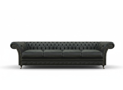 Wohnzimmer Chesterfield Schwarz Sofa Viersitzer Modern Einrichtung Neu