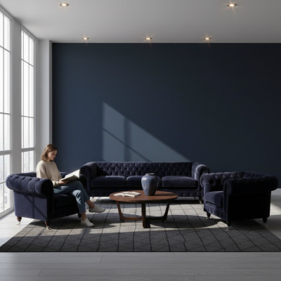 Luxus Sofagarnitur Wohnzimmer 3tlg Set Einrichtung Polstermöbel Chesterfield