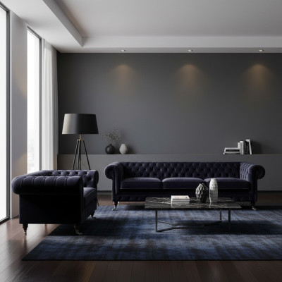 Wohnzimmer Set 2tlg Sofagarnitur Dreisitzer Sofa Sessel Einrichtung Chesterfield