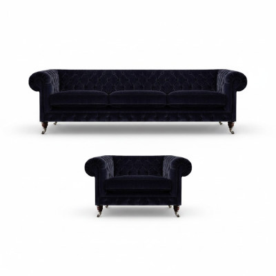 Wohnzimmer Set 2tlg Sofagarnitur Dreisitzer Sofa Sessel Einrichtung Chesterfield
