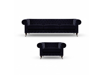 Wohnzimmer Set 2tlg Sofagarnitur Dreisitzer Sofa Sessel Einrichtung Chesterfield