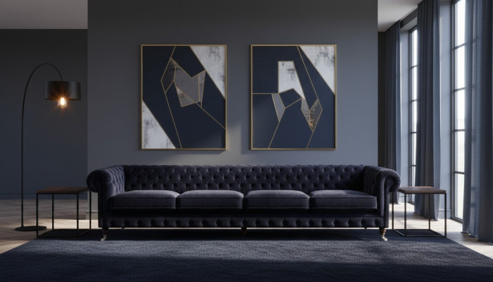 Neu Viersitzer Sofa Couch Polstermöbel Wohnzimmer Polster Textil Chesterfield