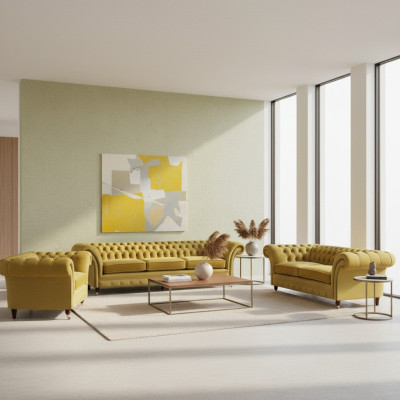 Sofagarnitur Set Design Sofa Polster Couchen Modern Chesterfield Luxus Neu