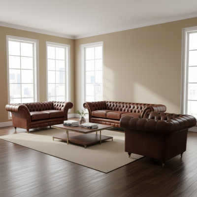 Polstermöbel Couchgarnituren 3tlg Polster Sitz Sessel Chesterfield Sofas Neu