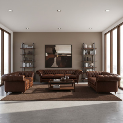 Neu Set 3tlg Wohnzimmer Chesterfield Sofas Polstermöbel Sessel Einrichtung