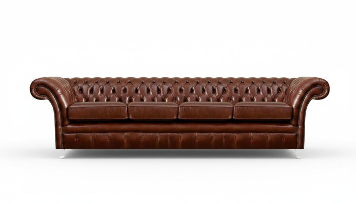 Braun Sofa Viersitzer Chesterfield Couch Wohnzimmer Polstermöbel Neu