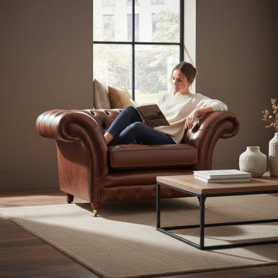 Wohnzimmer Sessel Braun Chesterfield Einrichtung Couch Polstersitz Neu