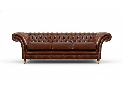 Dreisitzer Sofa Couch Einrichtung Chesterfield Polstersitz Leder Polstermöbel