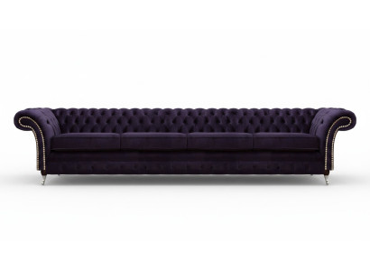 Polster Textil Lila Wohnzimmer Chesterfield Viersitzer Sofa Couch Polstermöbel