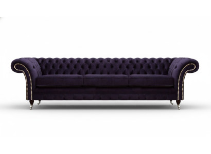 Design Chesterfield Wohnzimmer Dreisitzer Sofa Couch Lila Polstermöbel