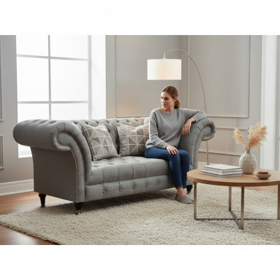 Wohnzimmer Zweisitzer Sofa Couch Luxus Chesterfield Sitz Polstermöbel Textil