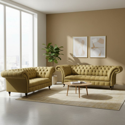 Luxus Möbel Sofagarnitur Couch Sofa Polster Set Garnitur Chesterfield
