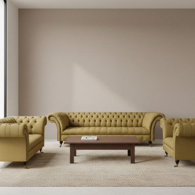 Sofagarnitur Komplett 3tlg Wohnzimmer Chesterfield Sofas Couch Textil Sessel