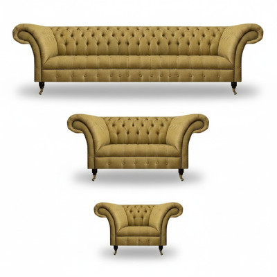 Sofagarnitur Komplett 3tlg Wohnzimmer Chesterfield Sofas Couch Textil Sessel