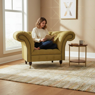 Sessel Textil Einrichtung Luxus Polstersessel Chesterfield Wohnzimmer Neu