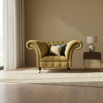 Sessel Textil Einrichtung Luxus Polstersessel Chesterfield Wohnzimmer Neu