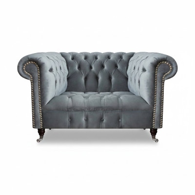Wohnzimmer Grau Sessel Chesterfield Polster Sitz Möbel Neu Textil