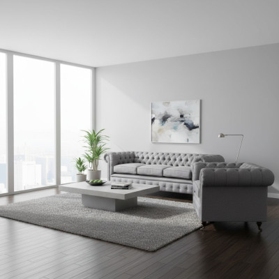 Sofagarnitur Couch Polster Chesterfield Design Sofa Dreisitzer Set Sessel