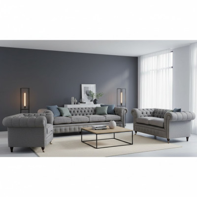 Sofagarnitur Stoff Textil Polstersofa Chesterfield Wohnzimmer Neu Design