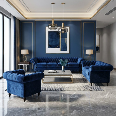 Chesterfield Sofas Neu Garnitur 3tlg Wohnzimmer Einrichtung Sofagarnitur
