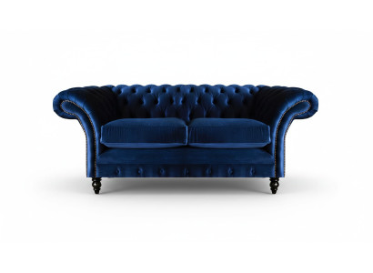 Wohnzimmer Sofas Couch Zweisitzer Einrichtung Blau Chesterfield Neu