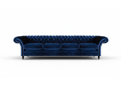Luxus Design Chesterfield Viersitzer Sofa Blau Couch Einrichtung Wohnzimmer