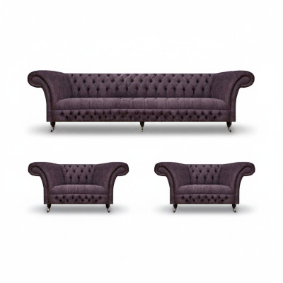 Chesterfield Design Luxus Polster Sofa Couch Sitz Garnitur Polster Stoff Textil