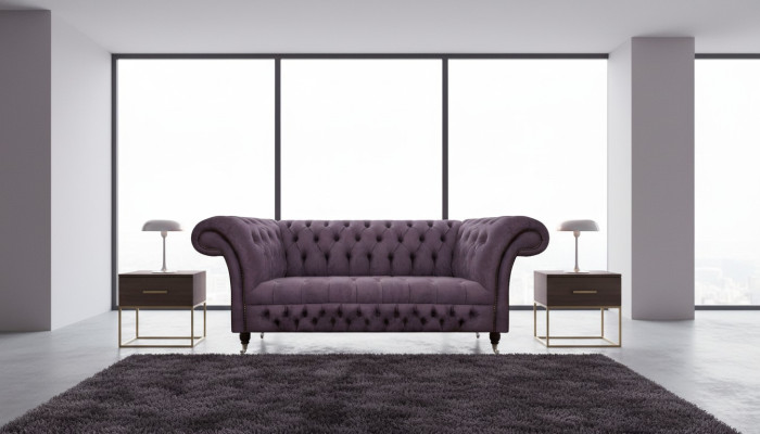 Chesterfield Sofa Zweisitzer Wohnzimmer Couch Luxus Polster Stoff Textil
