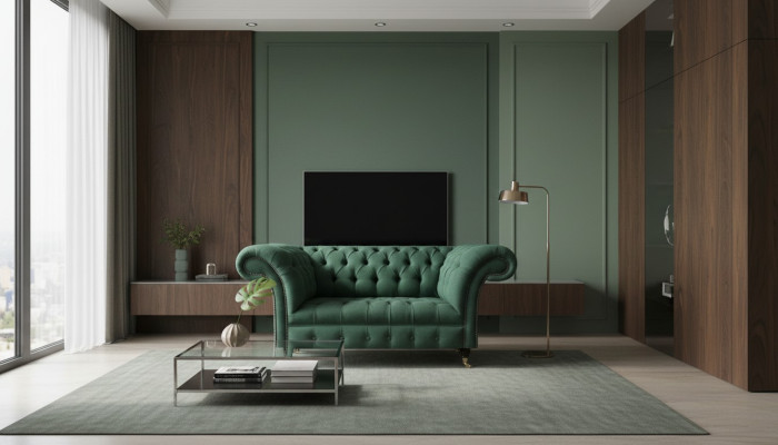 Wohnzimmer Sofa Grün Zweisitzer Sofas Polstermöbel Chesterfield Neu