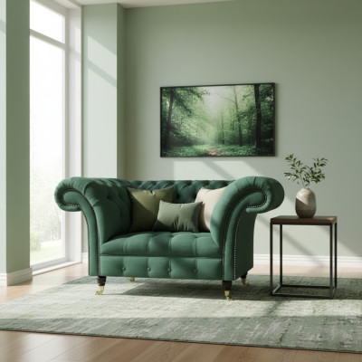 Wohnzimmer Sessel Luxus Polstermöbel Grün Polstersitz Chesterfield Neu