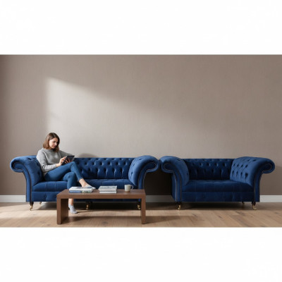 Chesterfield Set Dreisitzer Sofa Couch Einrichtung Sessel Wohnzimmer Neu