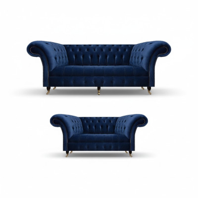 Chesterfield Set Dreisitzer Sofa Couch Einrichtung Sessel Wohnzimmer Neu