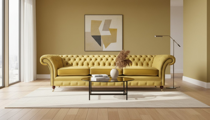 Wohnzimmer Sofa Dreisitzer Couch Einrichtung Neu Chesterfield Sitz Textil