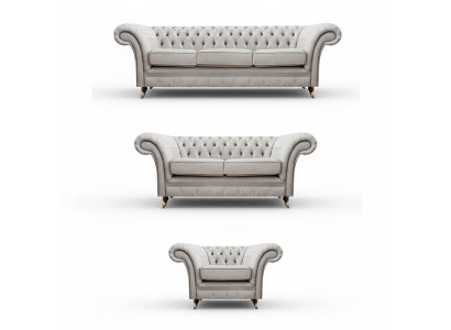Wohnzimmer Sofas Komplett Sessel Luxus Sitz Grau Chesterfield Polstermöbel