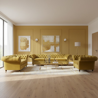 Sofagarnitur Luxus Set 3tlg Polstermöbel Einrichtung Chesterfield Couchen 3+2+1