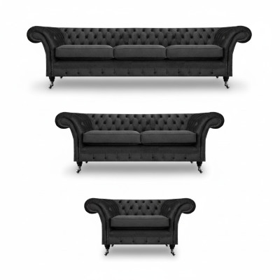 Sofagarnitur Sofas Couchen Wohnzimmer Sessel Chesterfield Einrichtung 3+2+1