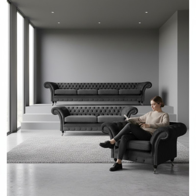 Komplett Set Chesterfield Sofas Einrichtung Sofagarnitur Sessel Wohnzimmer 4+2+1
