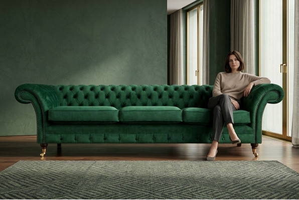 Polstermöbel Luxus Sofa Dreisitze Couch Chesterfield Wohnzimmer Textil