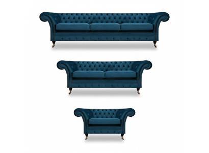 Designer Chesterfield Sofagarnitur Sofas Couch Polster Set Wohnzimmer 3+2+1