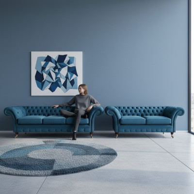Sofagarnitur Chesterfield Textilsofa Sofas Couch Polster Sessel Wohnzimmer