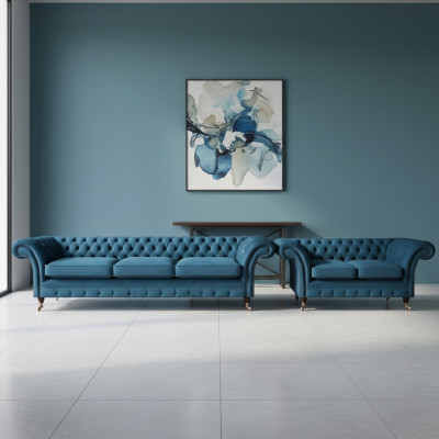 Sofagarnitur Chesterfield Textilsofa Sofas Couch Polster Sessel Wohnzimmer
