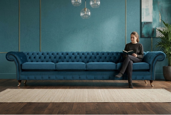 Wohnzimmer Chesterfield Einrichtung Polstermöbel Sofa Couch Viersitzer Neu