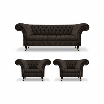 Polstermöbel Chesterfield Wohnzimmer Set 3tlg Luxus Komplett Designer