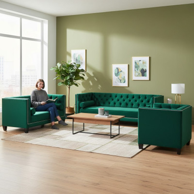 Sofagarnitur Chesterfield Neu Komplett Einrichtung Couchgarnitur Polstermöbel