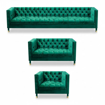 Chesterfield Garnitur Luxus Möbel Wohnzimmer Garnitur 3tlg Polster Stoff