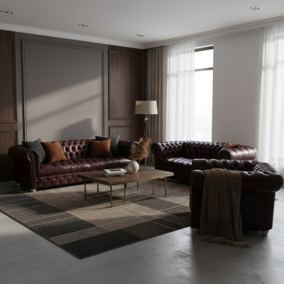 Neu Leder Komplett 3tlg Sofagarnitur Wohnzimmer Luxus Polstermöbel